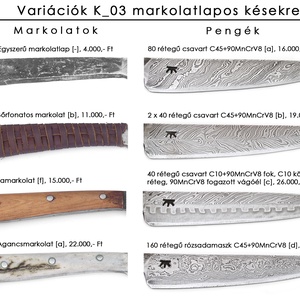 Damaszkolt markolatlapos kés fogazott mintás, damaszkolt pengével, [K_03c] - otthon & életmód - konyhafelszerelés, tálalás - Meska.hu