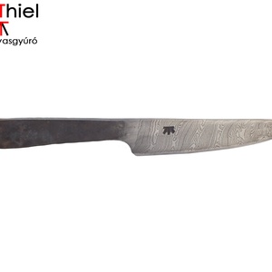 Damaszkolt markolatlapos kés csavart damaszk pengével, [K_03a] - Meska.hu
