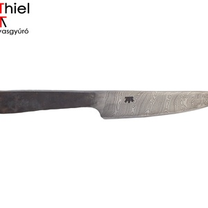 Damaszkolt markolatlapos kés csavart damaszk pengével, [K_03a], Otthon & Életmód, Konyhafelszerelés, tálalás, Sütés, főzés, Kés & Késtartó, Kovácsoltvas, MESKA