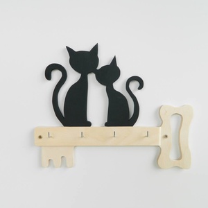 Két cica kulcson fali kulcstartó, Otthon & Lakás, Fali kulcstartó, Fali és függő dekoráció, Dekoráció, Famegmunkálás, MESKA