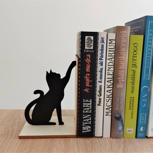 Ülő fekete cica könyvtámasz, Otthon & Lakás, Dekoráció, Könyvtámasz, Asztal és polc dekoráció, Famegmunkálás, MESKA