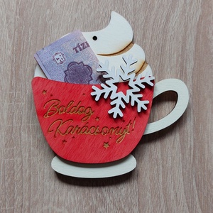 Pénzátadó / ajándékkártya tartó - forrócsoki, Otthon & Életmód, Papír, írószer, Ajándékozás kellékei, Pénzátadó doboz, Gravírozás, pirográfia, MESKA