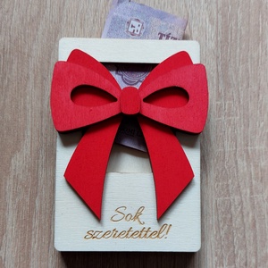 Pénzátadó / ajándékkártya tartó - masnis, Otthon & Életmód, Papír, írószer, Ajándékozás kellékei, Pénzátadó doboz, Gravírozás, pirográfia, MESKA