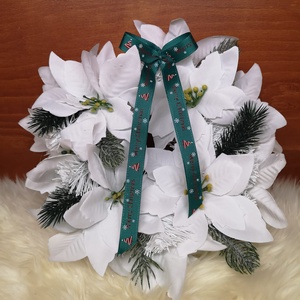 Kopogtató, Karácsony, Karácsonyi lakásdekoráció, Karácsonyi ajtódíszek, Virágkötés, MESKA