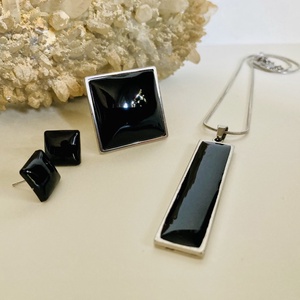 Fekete hármas szett, Ékszer, Ékszerszett, Ékszerkészítés, MESKA