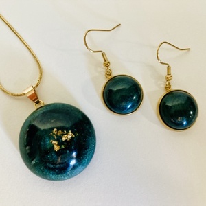 Sötétzöld egy kis arannyal, Ékszer, Ékszerszett, Ékszerkészítés, MESKA