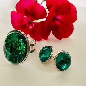 smaragdzöld szett, Ékszer, Ékszerszett, Ékszerkészítés, MESKA