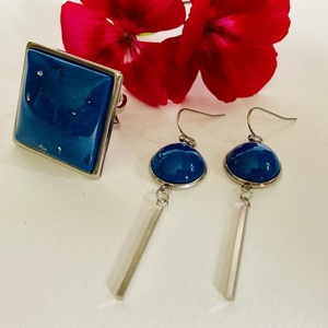 Kék szett egy csipetnyi ezüsttel - Meska.hu