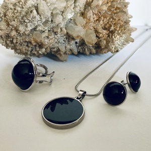 Fekete és ezüst hármas szett, Ékszer, Ékszerszett, Ékszerkészítés, MESKA