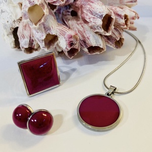 Sötét rózsaszín hármas szett, Ékszer, Ékszerszett, Ékszerkészítés, MESKA