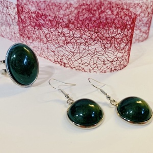 Sötétzöld szett, Ékszer, Ékszerszett, Ékszerkészítés, MESKA