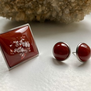 Bordó és ezüst szett, Ékszer, Ékszerszett, Ékszerkészítés, MESKA