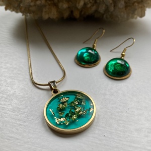 Áttetsző zöld és arany, Ékszer, Ékszerszett, Ékszerkészítés, MESKA