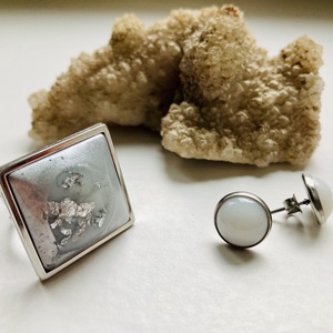 Ezüst és fehér szett - Meska.hu