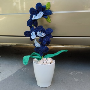 Orchidea horgolt - otthon & életmód - virágdekoráció - virágdíszek - virágdísz kaspóban - Meska.hu