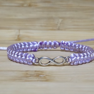 Makramé karkötő végtelen jellel, Ékszer, Karkötő, Karkötő medállal, Csomózás, Fonás (csuhé, gyékény, stb.), MESKA