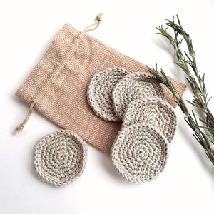 Horgolt arclemosó, sminklemosó korongok DRAPP 5 db-os csomag + AJÁNDÉK mosózsák - zerowaste - Meska.hu