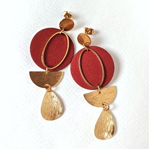 Meleg barna textilfülbevaló aranyozott nemesacél kiegészítőkkel - ékszer - fülbevaló - lógó fülbevaló - Meska.hu