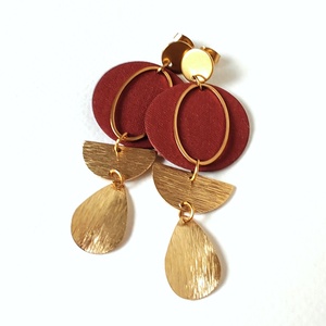 Meleg barna textilfülbevaló aranyozott nemesacél kiegészítőkkel, Ékszer, Fülbevaló, Lógó fülbevaló, Ékszerkészítés, MESKA