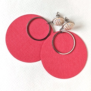 Egyszínű sötét rózsaszín nagyméretű textilfülbevaló ezüsttel - ékszer - fülbevaló - lógó fülbevaló - Meska.hu