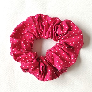 Pink, fehér tűpetteye scrunchie, hajgumi, Ruha & Divat, Hajdísz & Hajcsat, Hajgumi, Varrás, MESKA