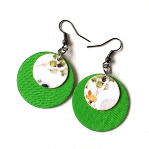 Élénk zöld és fehér kis növénykés kisméretű textilfülbevaló - ékszer - fülbevaló - lógó fülbevaló - Meska.hu