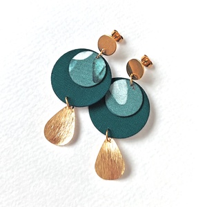 Pasztell türkiz textilfülbevaló aranyozott nemesacél kiegészítőkkel - Meska.hu