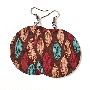 Őszi levélmintás textilfülbevaló - Meska.hu