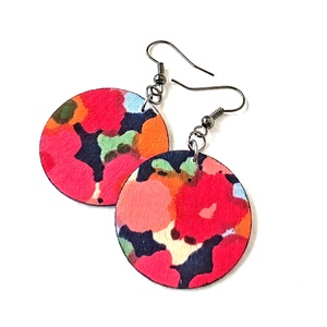 Nagy virágmintás textilfülbevaló , Ékszer, Fülbevaló, Lógó fülbevaló, Ékszerkészítés, MESKA