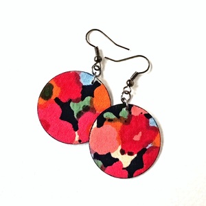 Nagy virágmintás textilfülbevaló  - ékszer - fülbevaló - lógó fülbevaló - Meska.hu