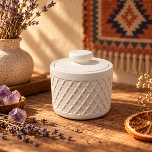 Hálós mintázatú kerámiatégelyes illatgyertya � éjszaka Kubában - otthon & életmód - gyertya, illat, aroma - gyertya - Meska.hu
