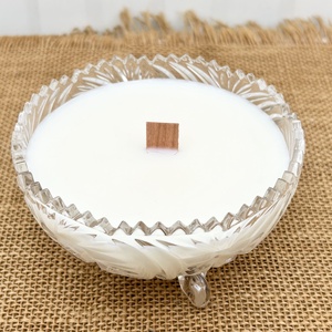 Szójaviasz gyertya fa kanóccal kristály tálba öntve - Meska.hu