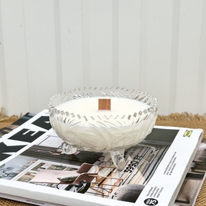 Szójaviasz gyertya fa kanóccal kristály tálba öntve - otthon & életmód - gyertya, illat, aroma - gyertya - Meska.hu