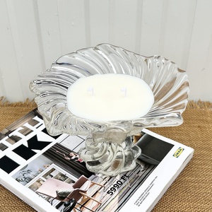 Szójaviasz gyertya 2 kanóccal üveg kínáló tálba öntve - Meska.hu