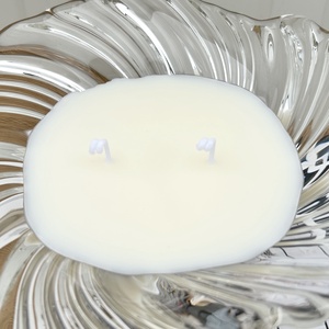 Szójaviasz gyertya 2 kanóccal üveg kínáló tálba öntve - otthon & életmód - gyertya, illat, aroma - gyertya - Meska.hu