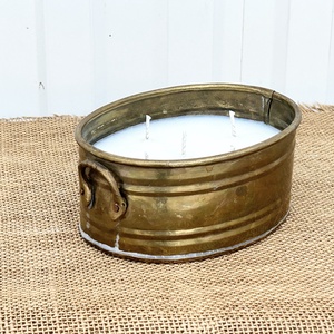 Szójaviasz gyertya 5 kanóccal réz edénybe öntve - otthon & életmód - gyertya, illat, aroma - gyertya - Meska.hu
