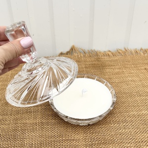 Szójaviasz gyertya 1 kanóccal üveg tálba öntve, Otthon & Életmód, Gyertya, illat, aroma, Gyertya, Gyertya-, mécseskészítés, MESKA