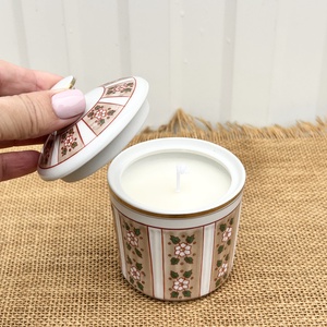 Szójaviasz gyertya 1 kanóccal, Hollóháza porcelán cukortartóba öntve - Meska.hu