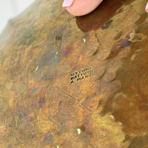 Szójaviasz gyertya 7 kanóccal, kézzel kalapált réz tálba öntve - otthon & életmód - gyertya, illat, aroma - gyertya - Meska.hu