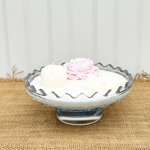 Szójaviasz gyertya 2 kanóccal üveg kínáló tálba öntve - otthon & életmód - gyertya, illat, aroma - gyertya - Meska.hu