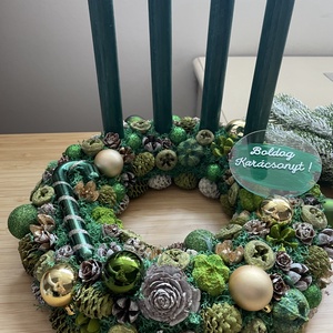 Elegáns adventi koszorú, zöld színben - Meska.hu
