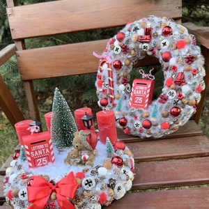 Karácsonyt váró kopogtató - karácsony - adventi díszek - adventi ajtódísz - Meska.hu