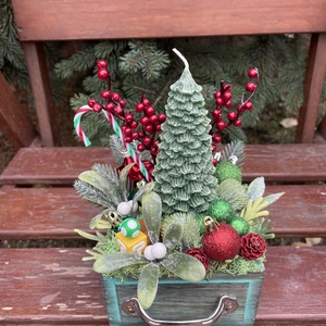 Gyertyás asztaldísz - karácsony - adventi díszek - adventi asztaldísz - Meska.hu