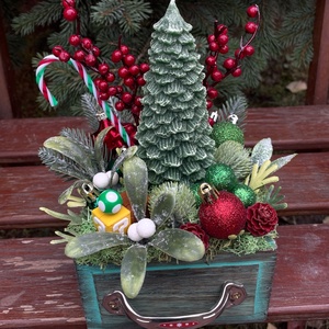 Karácsonyfa gyertyás asztaldísz - Meska.hu