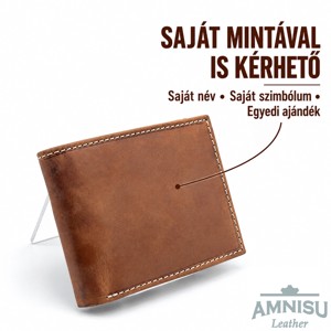 Egyedi mintával gravírozott barna férfi bőr pénztárca + te mintád - Meska.hu