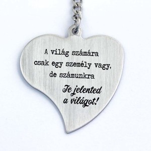 Te jelented a világot acél szív medálos kulcstartó, Táska & Tok, Kulcstartó & Táskadísz, Kulcstartó, , MESKA