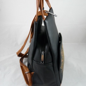 Masszív JGL műbőr kézi/váll és háti táska, kézzel festett, egyedi mintával! Vera Pelle replika. - táska & tok - hátizsák - kishátizsák - Meska.hu