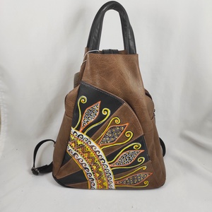 Vera Pelle replika. Masszív műbőr hátitáska, kézzel festett, egyedi mintával! - táska & tok - hátizsák - kishátizsák - Meska.hu