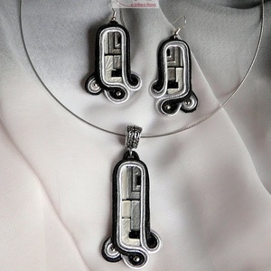 Exkluzív ezüstszürke retró sujtás ékszergarnitúra., Ékszer, Fülbevaló, Lógó fülbevaló, Ékszerkészítés, MESKA