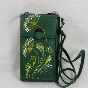 Nagyméretű műbőr pénztárca, telefontartó, válltáska, kézzel festett, egyedi motívummal! - táska & tok - pénztárca & más tok - telefontok - Meska.hu